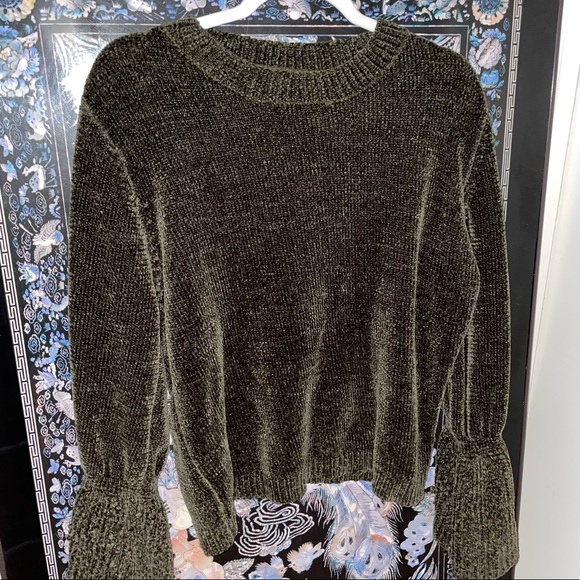 Olive green chenille sweater - Picture 1 of 6